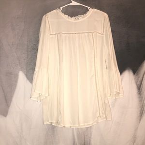 Boho cream blouse with 3/4 flare sleeve